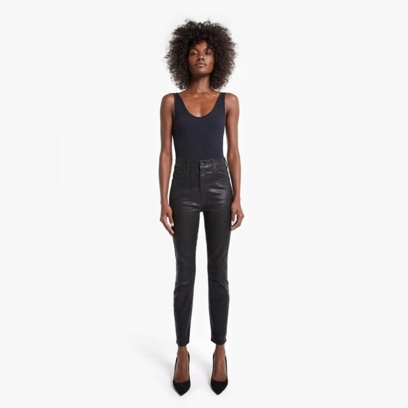 MOTHER Pants - MOTHER | NWT size 27 black Swooner Ankle Pant in wet paint